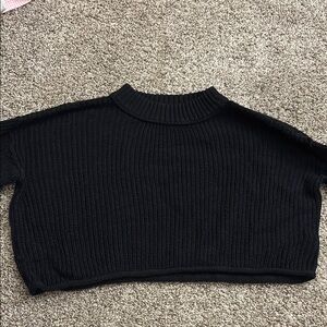 Black Cropped Knit Sweater